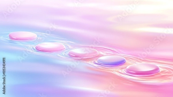 Fototapeta Creative visual of Kubernetes as a flowing river, pods as stepping stones, soft color palette, natureinspired metaphor