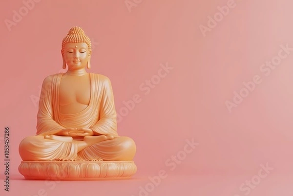 Fototapeta A statue of a Buddha sitting on a background