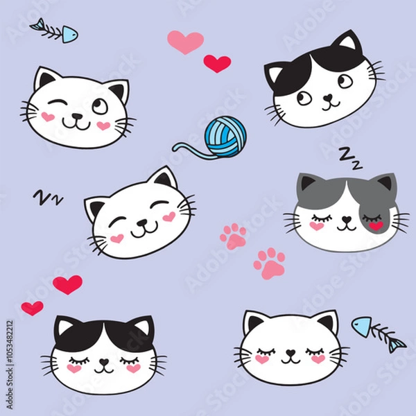 Obraz cat pattern cute animals Happy Fluffy Kittens