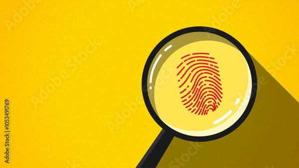 Fototapeta Flat illustration of magnifying glass and fingerprint. The concept of fact-finding by detectives, investigation, analysis, and collection of evidence information