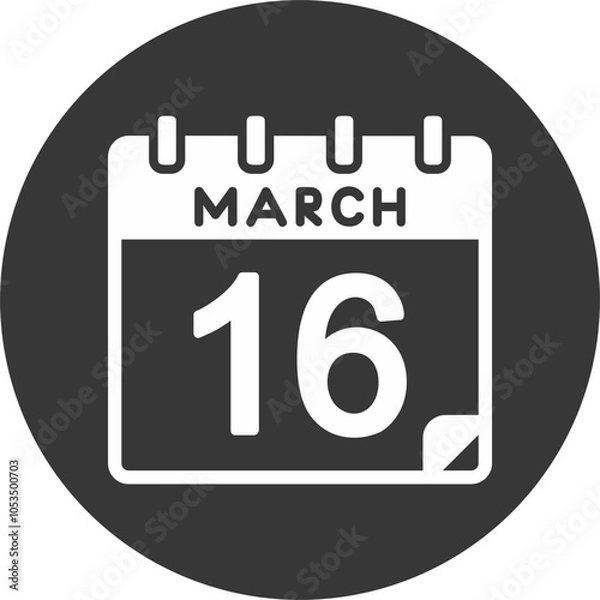 Fototapeta 16 March Vector Icon Design