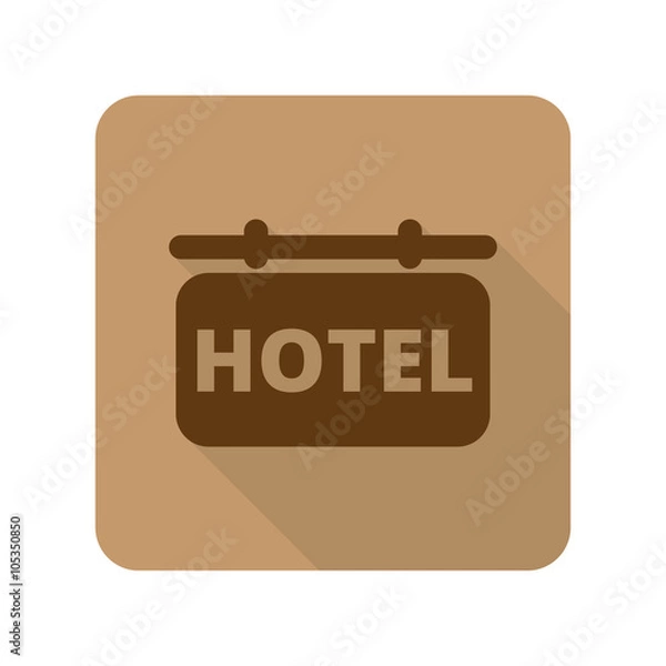 Fototapeta Flat style Hotel Sign web app icon on light brown background
