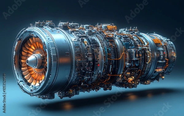 Fototapeta Inside Look: Aircraft Engine Components Unveiled