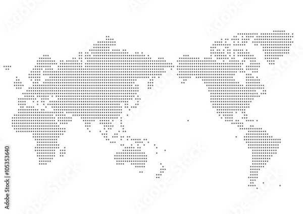 Obraz Ilustracja mapy świata (głównie w Japonii): Black Gradation Dot