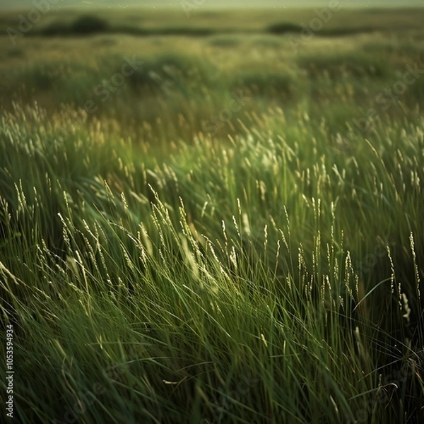 Obraz Green meadow landscape with blue sky.