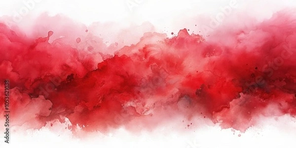 Fototapeta Abstract red watercolor background design with artistic fluid textures for creative projects