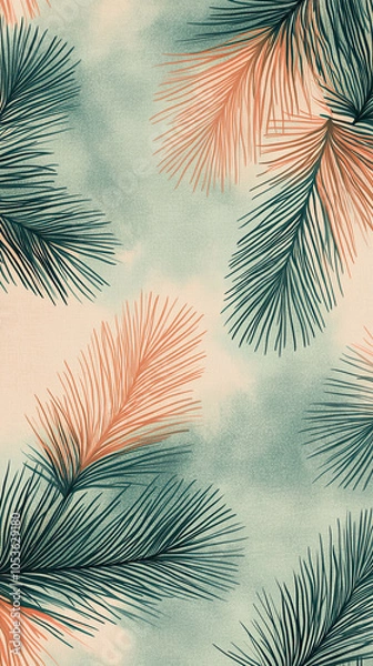 Fototapeta Serene abstract patterns inspired by pine tree forms with soft lines