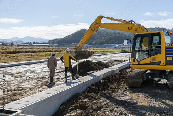 Fototapeta 側溝工事