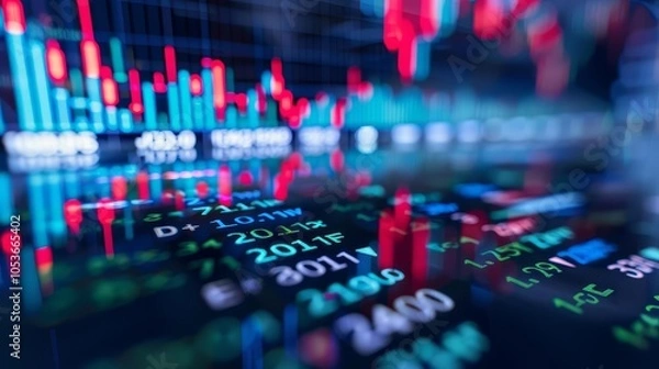 Fototapeta Abstract financial chart with stock market data, illustrating economic trends and investment.
