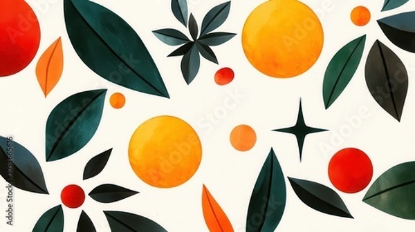 Fototapeta Holiday tree skirt patterns depicted in festive watercolor, featuring seasonal decorations in the style of minimal watercolor clipart on white background