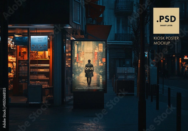 Fototapeta Retro kiosk urban city poster mockup  with generative ai images
