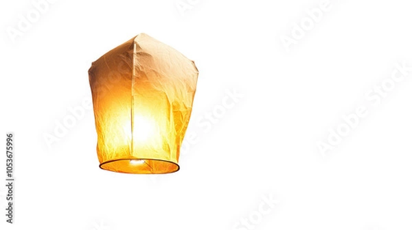 Fototapeta Glowing Lantern Floating in the Night Sky for New Year Celebration, PNG File, Transparent Background