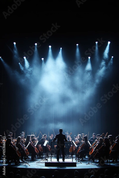 Fototapeta A symphony orchestra on stage . AI generative.