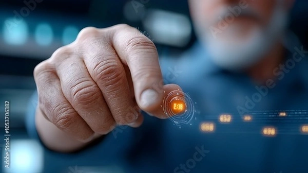 Fototapeta Financial Advisor Analyzing Portfolio Returns Statistics and Data Visualization on a Futuristic Digital Dashboard in a 3D
