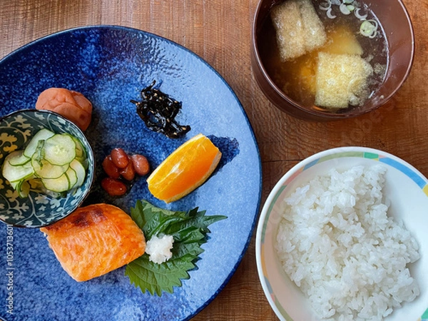 Fototapeta 山小屋での朝ご飯