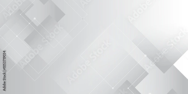 Fototapeta Abstract line or strokes with dots, square line, node point, digital background vector design concept. abstract gradient gray background Future new technology for business or science presentation.