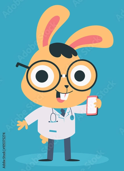 Fototapeta Nerd Doctor Bunny Talking on the Phone