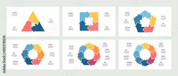 Fototapeta Business infographic template. Arrow Charts with 3, 4, 5, 6, 7, 8 options, steps. Vector charts.