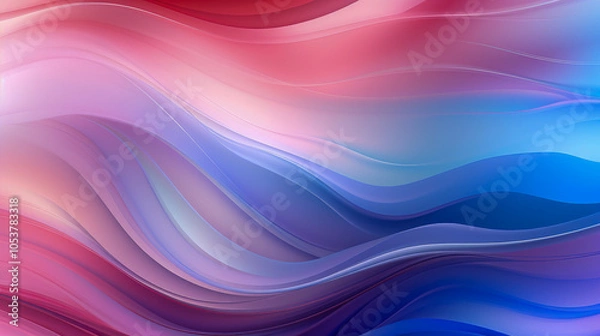 Fototapeta Dynamic swirls of vibrant red and blue hues create a harmonious and fluid abstract wave design, blending colors seamlessly together.