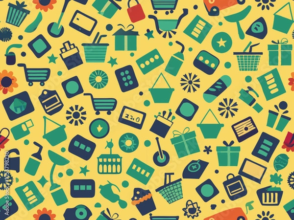 Obraz Seamless background with shopping icons vector image