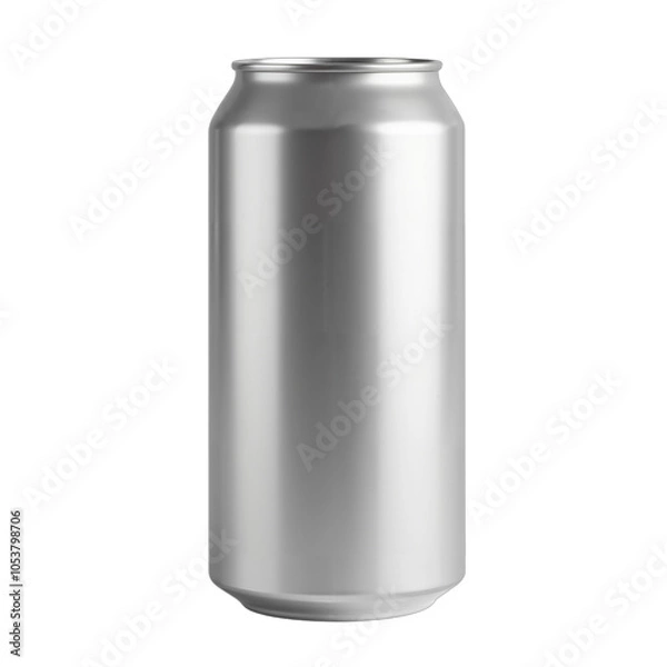 Fototapeta A blank metallic and plastic containers including cans bottles isolated on a white background