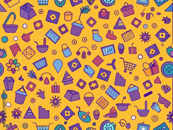 Obraz Seamless background with shopping icons vector image