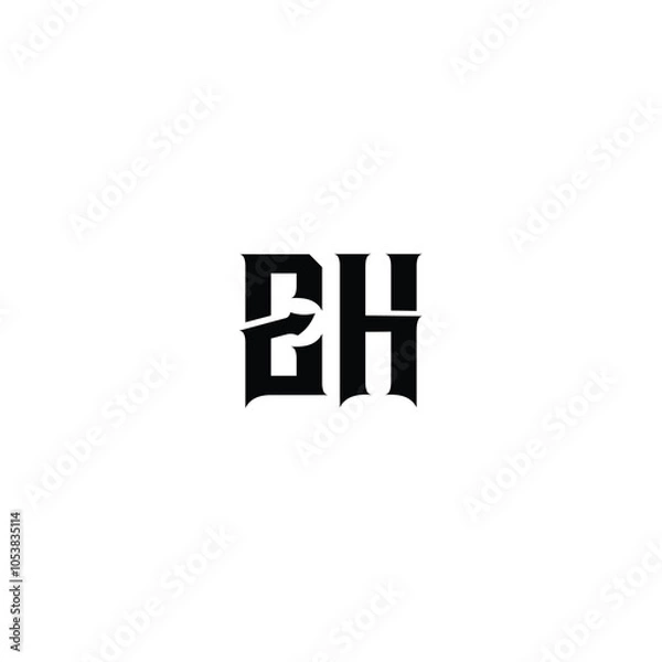 Fototapeta EH monogram logo design letter text name symbol monochrome logotype alphabet character simple logo