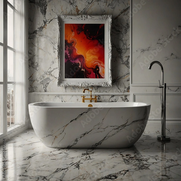 Fototapeta interior, bathroom, luxury, design, tiles, modern, contemporary, spacious, elegant, furniture,