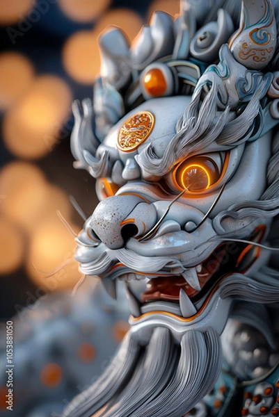 Fototapeta Astonishing augmented reality of chinese guardian lion a fusion of tradition and technology