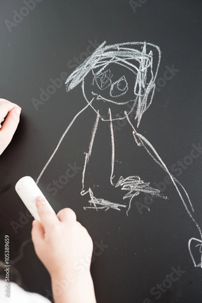 Obraz blackboard with child drawing