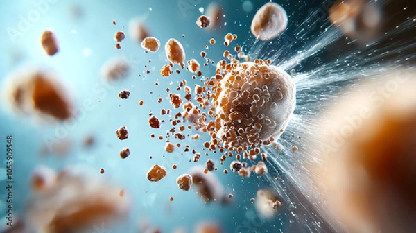 Fototapeta Dynamic digital rendering illustrating the destruction of kidney stones through advanced medical visualization techniques