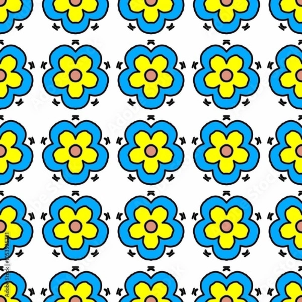 Obraz  Seamless pattern with flowers on white background