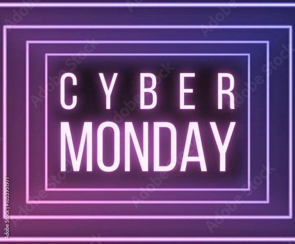 Fototapeta cyber monday neon web banner glowing text promotional sign for advertising promotion	
