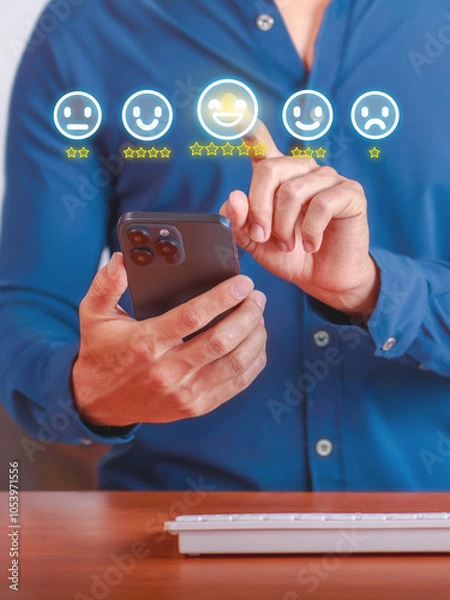 Fototapeta Customer service feedback. Satisfactory customer service rating survey.