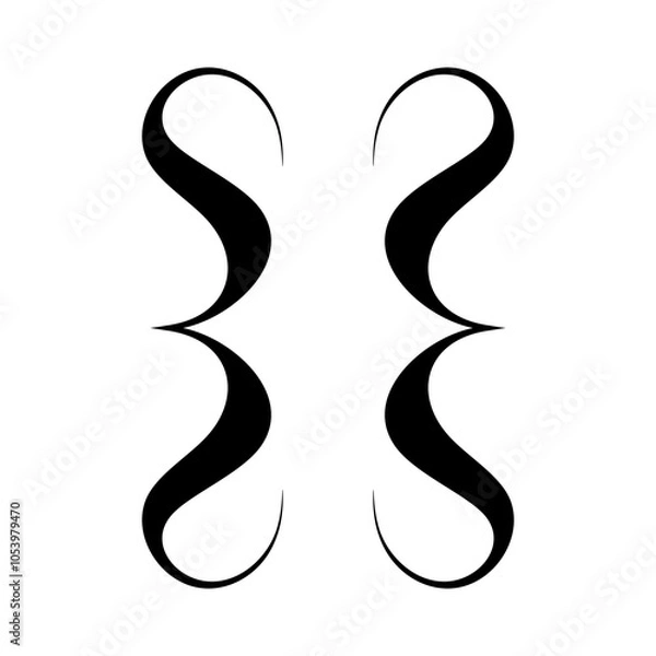 Obraz Hand drawn decorative curly bracket vector icon. Curly braces, parentheses, punctuation symbol isolated on white background. Text square brackets, frame. Typography symbol. Vector
