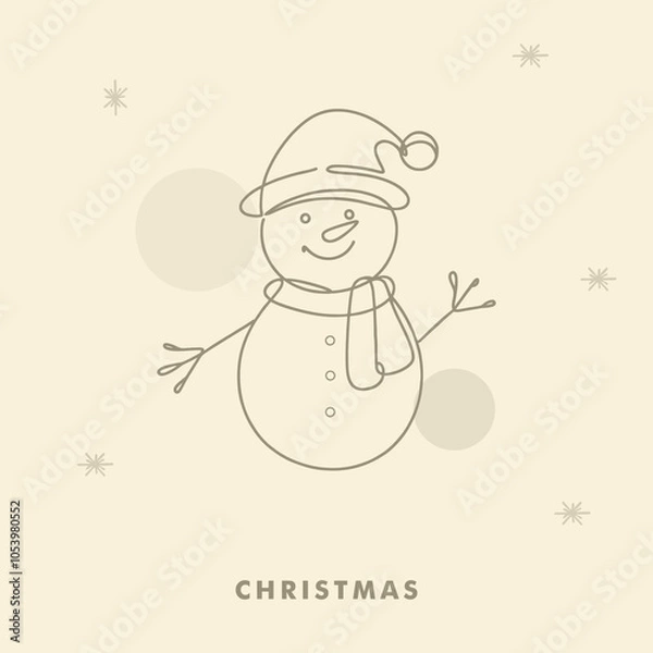 Obraz A continuous line art of a cute snowman for Minimal Christmas Greeting Vector