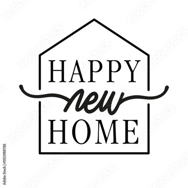 Obraz Happy new home congratulations message, new homeowner move-in greeting design.
