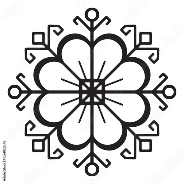 Obraz Old baltic flower vector sign. Folk star symbol.