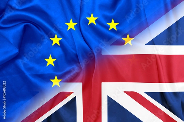 Obraz United Kingdom and European union flags combined for the 2016 referendum