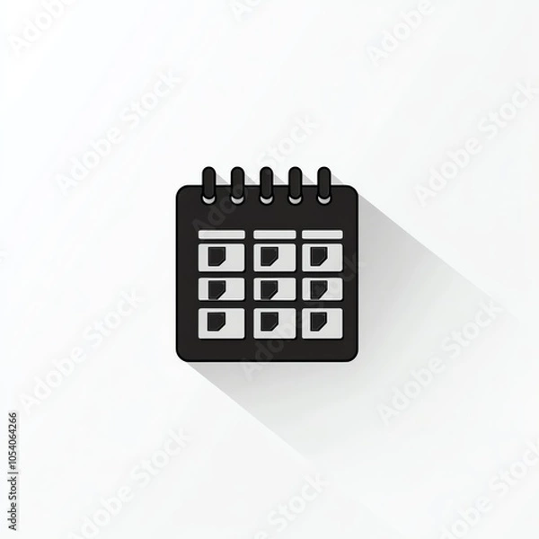 Fototapeta Plain flat calendar icon, conveying scheduling or planning, on a white background with a minimalist look