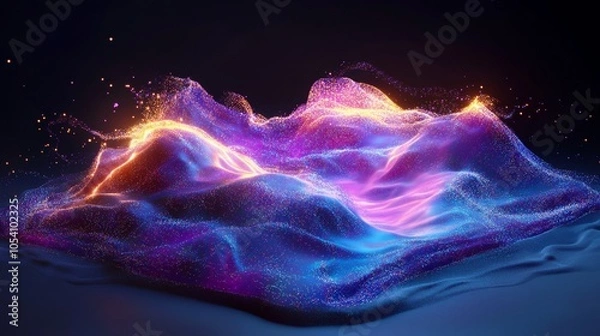 Obraz Stylized digital sandbox environment, vibrant colors, interactive elements, immersive textures, engaging virtual landscape, creative exploration space