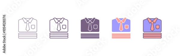 Obraz Stack of folded mens shirts flat line icon. shirt icon with five different styles