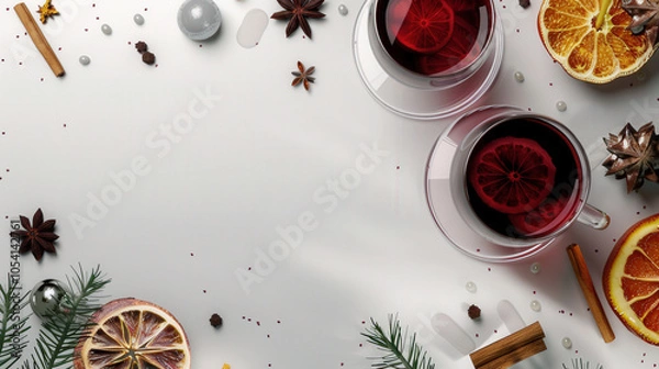 Fototapeta mulled wine on transparent background