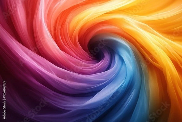 Fototapeta Abstract swirl of colorful fabric with a  circular pattern in the center.