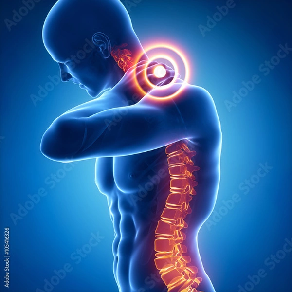 Obraz Spine injury pain in sacral and cervical region concept