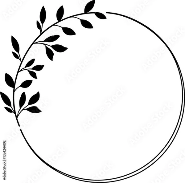 Obraz Circle Christmas laurel wreath for greeting cards and invitations. Xmas frame with leaves. Traditional element. Festive circular shape.