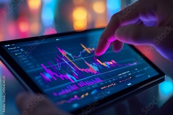 Fototapeta Financial Data Analysis On Tablet
