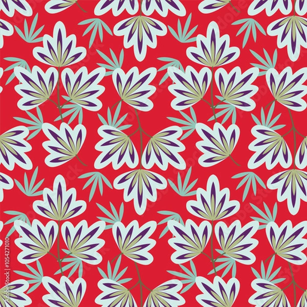 Fototapeta botanical floral vector seamless pattern with roses herbs and leaves big set background with flowers