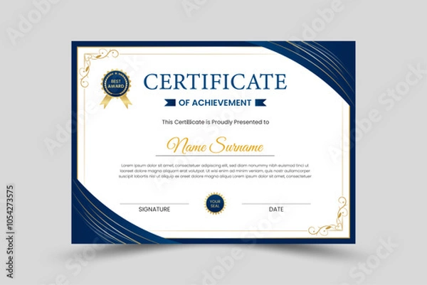 Obraz Certificate design, modern luxury certificate of achievement design template