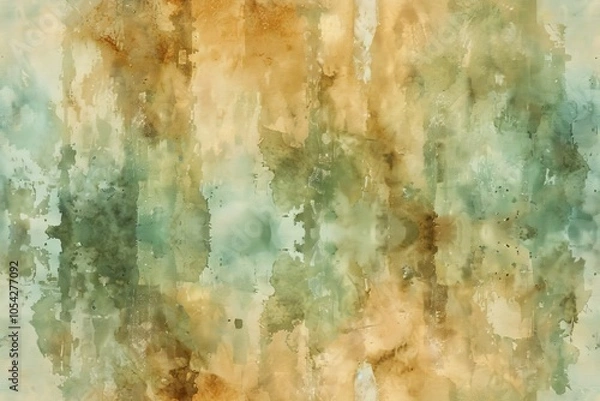 Fototapeta A seamless pattern with abstract watercolor strokes in shades of green and brown, creating a beautiful and organic texture.